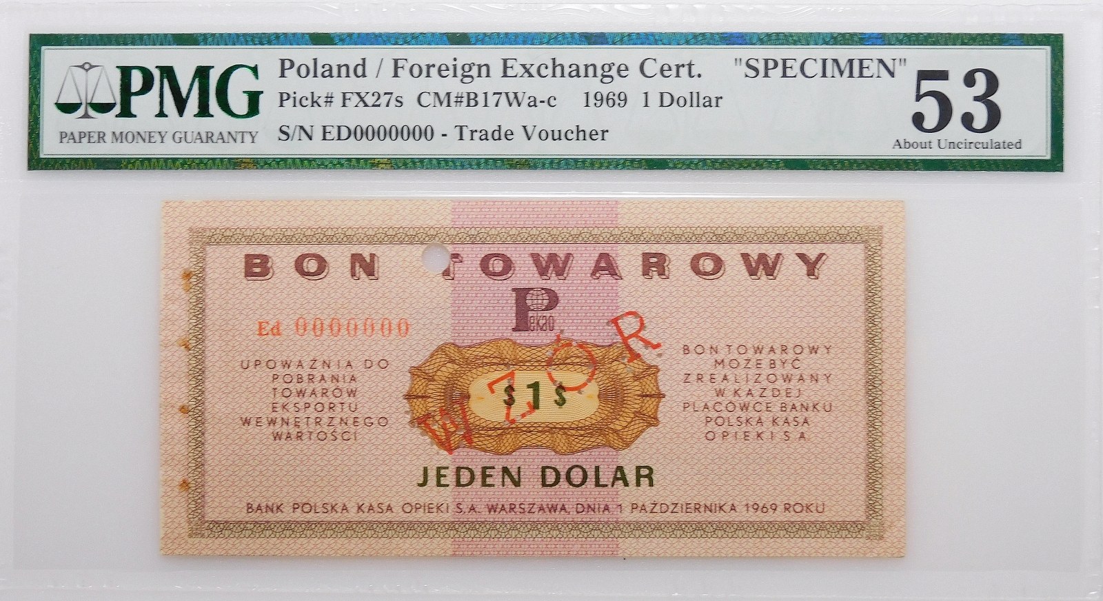 1 dolar 1969 Pewex WZÓR ser Ed 0000000 Aukcja internetowa