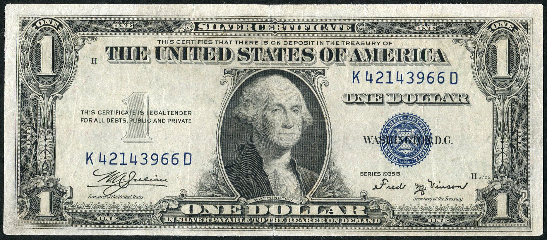 USA banknot 1 dolar 1935 niebieska pieczęć silver certificate