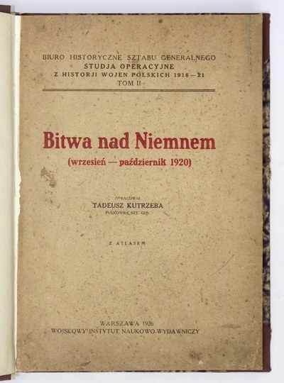 Kutrzeba Tadeusz Bitwa Nad Niemnem Wrzesie Pa Dziernik Z