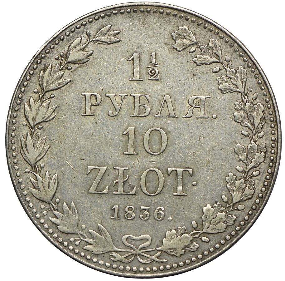 Rosja Mikołaj I 1 1 2 rubla 10 złotych 1836 MW Warszawa Aukcja