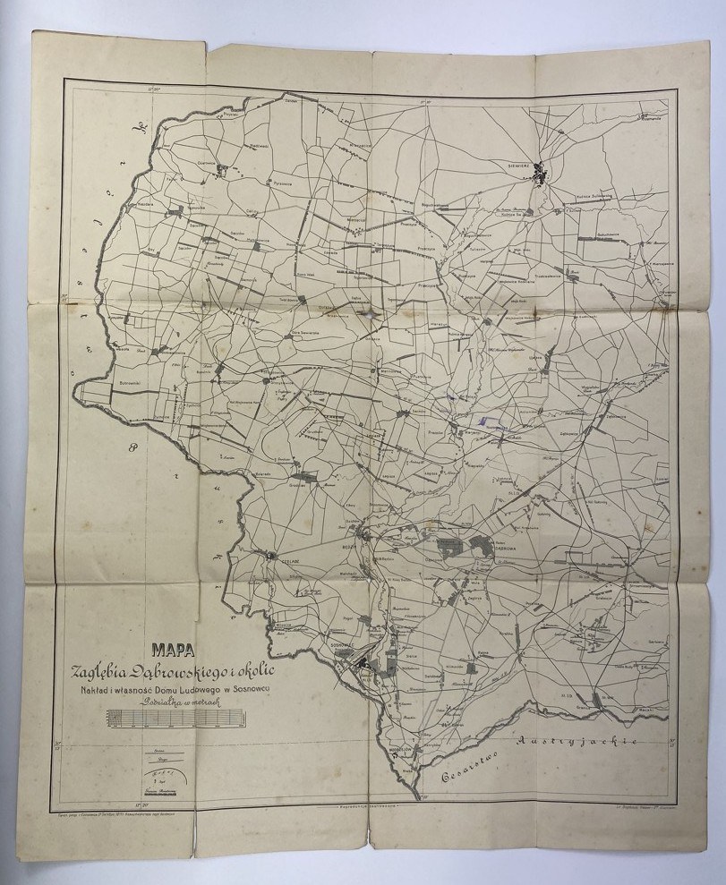 Mapa Zagłębia Dąbrowskiego i okolic 1911 Aukcja internetowa