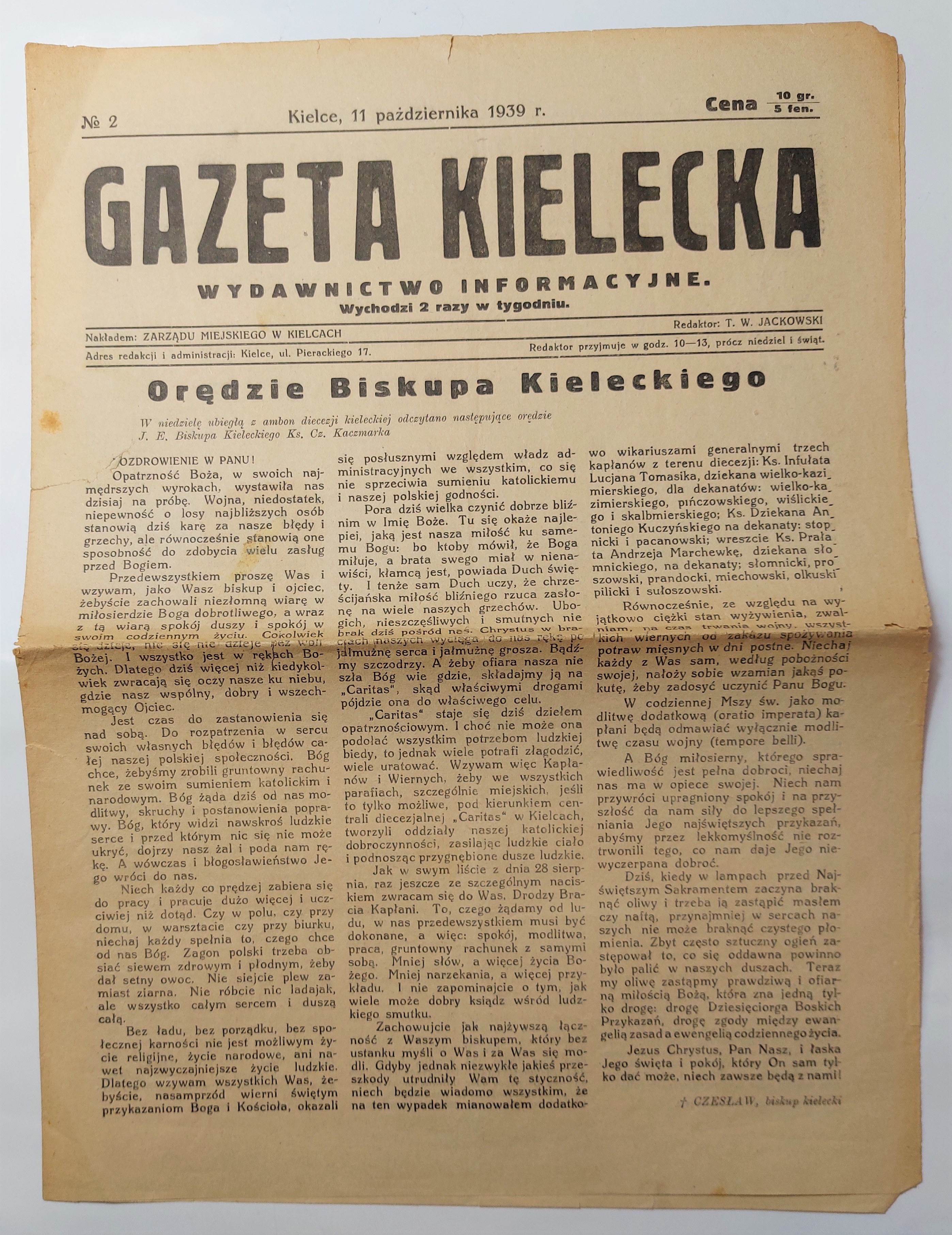 Gazeta Kielecka Pa Dziernika Nr Aukcja Internetowa