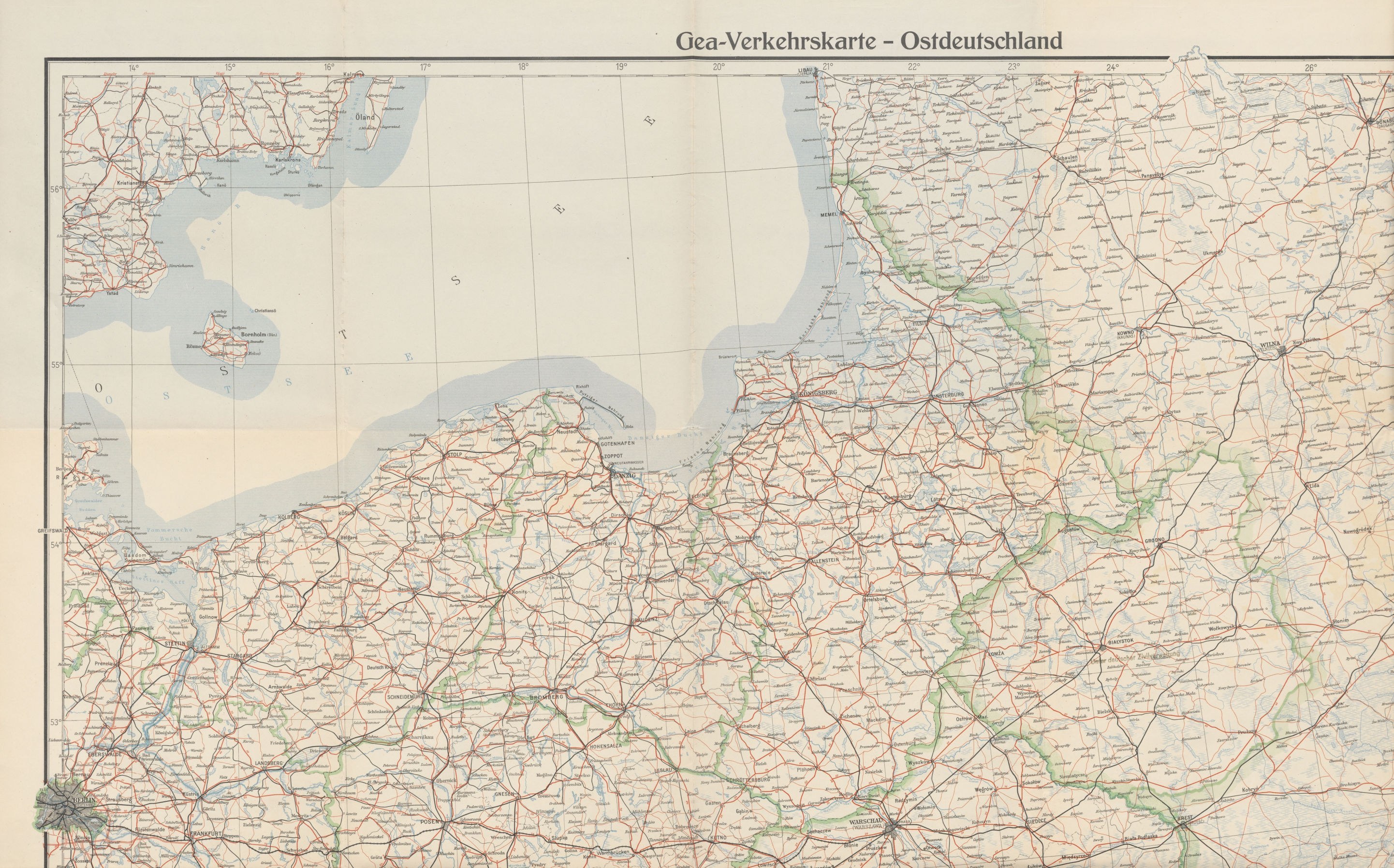 Mapa Gea Verkehrskarte Ostdeutschland Mit Den Nachbargebieten Mapa