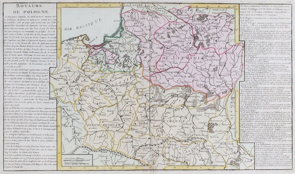 MAPA POLSKI Louis Baptiste Jean LAbbe Clouet Paryż 1770 Internet