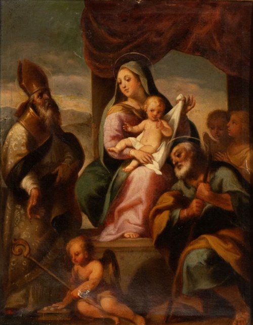 Madonna z Dzieciątkiem, św. Józefem, świętym biskupem i aniołami, Federico Barocci