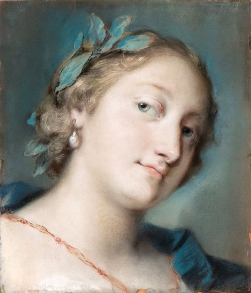 Portret młodej szlachcianki ukoronowanej wawrzynem (Faustina Bordoni?), Rosalba Carriera