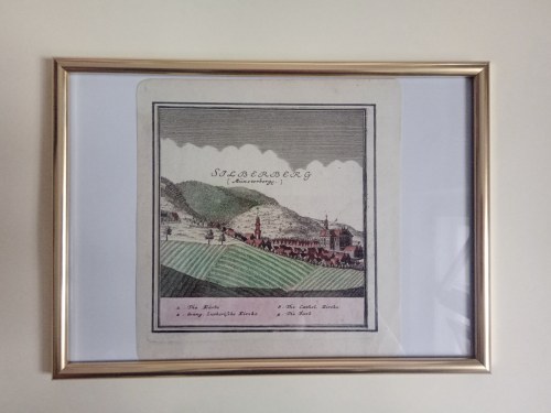 Srebrna Góra (Stoszowice) na Śląsku, grafika poł XVIII w., Friedrich Bernhard Werner