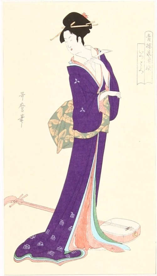 Itsutomi z domu Matsubaya, drzeworyt bijin-ga, Hosoda Eishi