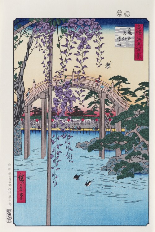 Świątynia Kameido Tenjin, z serii: Sto słynnych widoków Edo, wyd. Oedo Mokuhansha, Japonia, okres Showa, po 1960 r., Utagawa Hiroshige