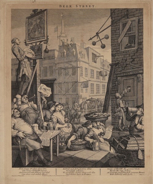 Ulica Piwna w Londynie, (tyt.oryg.: „Beer Street”) 1751, William Hogarth