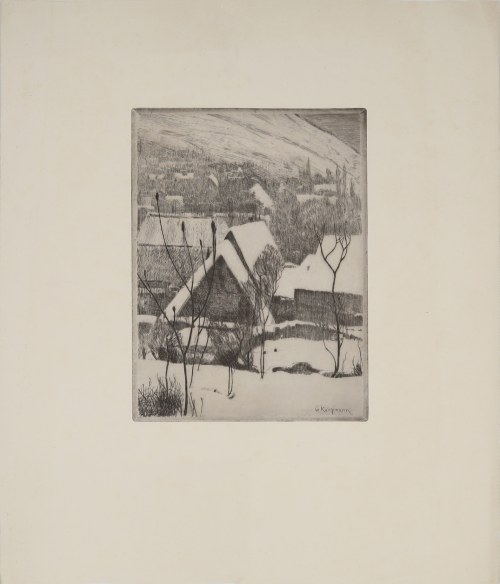 Ośnieżone chaty w górach, ok. 1900, Gustav Kampmann