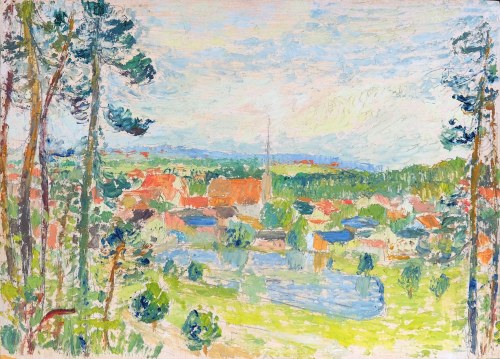 Widok na miasteczko, ok. 1950, Józef Skrobiński