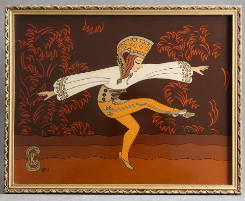Taniec Harnasia - Zakopane lata 60 [obraz na szkle, 25x46 cm], Krystyna Gąsienica-Szostak