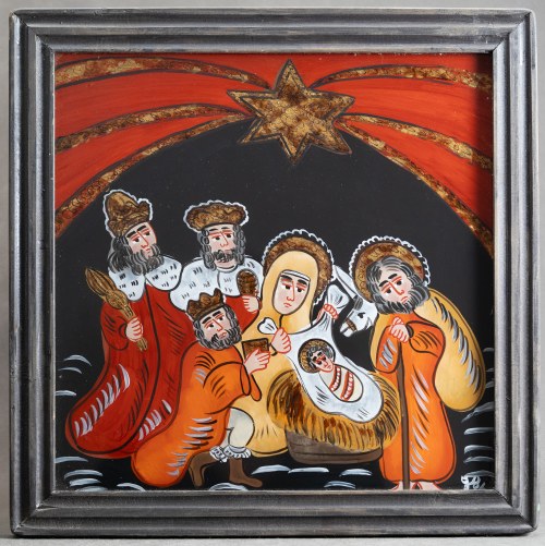 Boże Narodzenie - Zakopane 1980 [obraz na szkle, 32x32 cm], Jolanta Pęksa