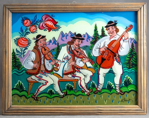 Muzykanci - Zakopane lata 90 [obraz na szkle, 32x32 cm], Zdzisław Walczak