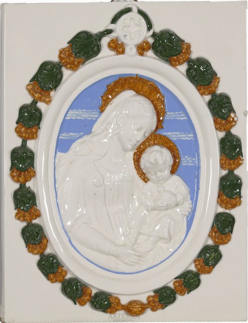 Galicyjska Fabryka Wyrobów Szamotowych i Fajansowych (zał. 1909 - 1927/28), Skawina, Plakieta - Madonna z Dzieciątkiem, 1921, Konstanty Laszczka