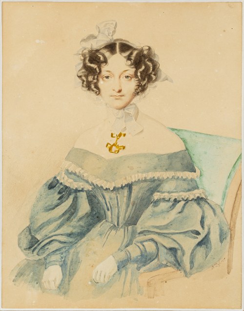 Portret młodej kobiety, Polska, I. poł. XIX w., Dąbrowska
