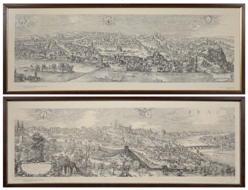 Johann WECHTER (ok. 1550-po 1606) - ryt, Panorama Pragi z 1606 roku - dwie ryciny, Philipp van den Bossche