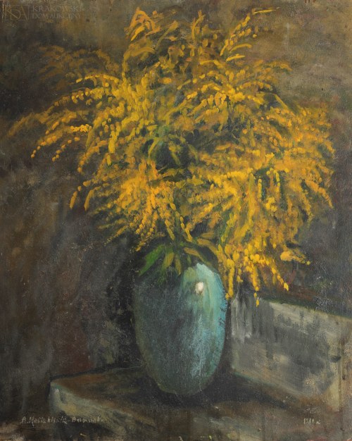 "Mimozy | Autoportret" (praca dwustronna), Anna Maślakiewicz-Brzozowska
