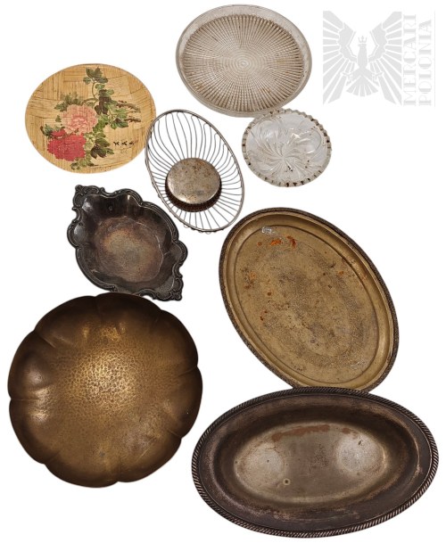 Pater, Talerzy, Plater, Mosiądz, Szkło, Bambus, Koszyczek, Zestaw Tacek