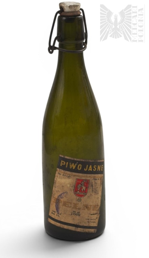 Piwo Jasne Okocim 0,5 L, Prl - Szklana Butelka z Porcelanowym Korkiem