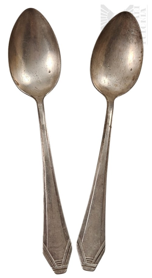 Plater J.Czerwiński BM Biały Metal, Dwie Platerowane Łyżki