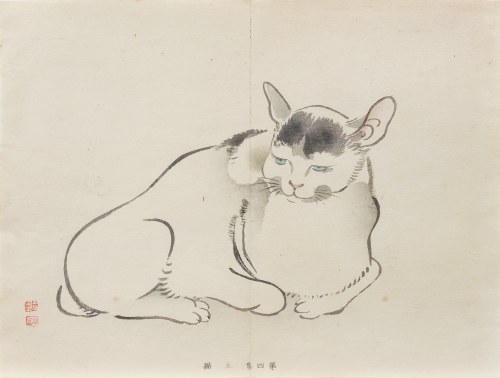 Kot, z serii: Sto motywów do nauki malarstwa, wyd. Yoshikawa Hanshichi, Tokio/Japonia, 1898 r., Kawabata Gyokusho