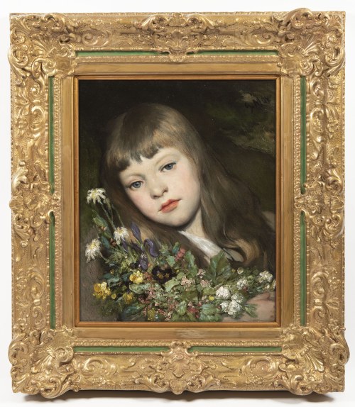 GABRIEL CORNELIUS RITTER VON (1840 Praga – 1915 Monachium) – Portret młodej dziewczyny z wiosennymi kwiatami, Max