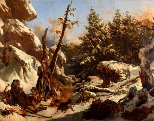 Myśliwi przy ognisku, 1840, Johann Nepomuk Rauch De Milan