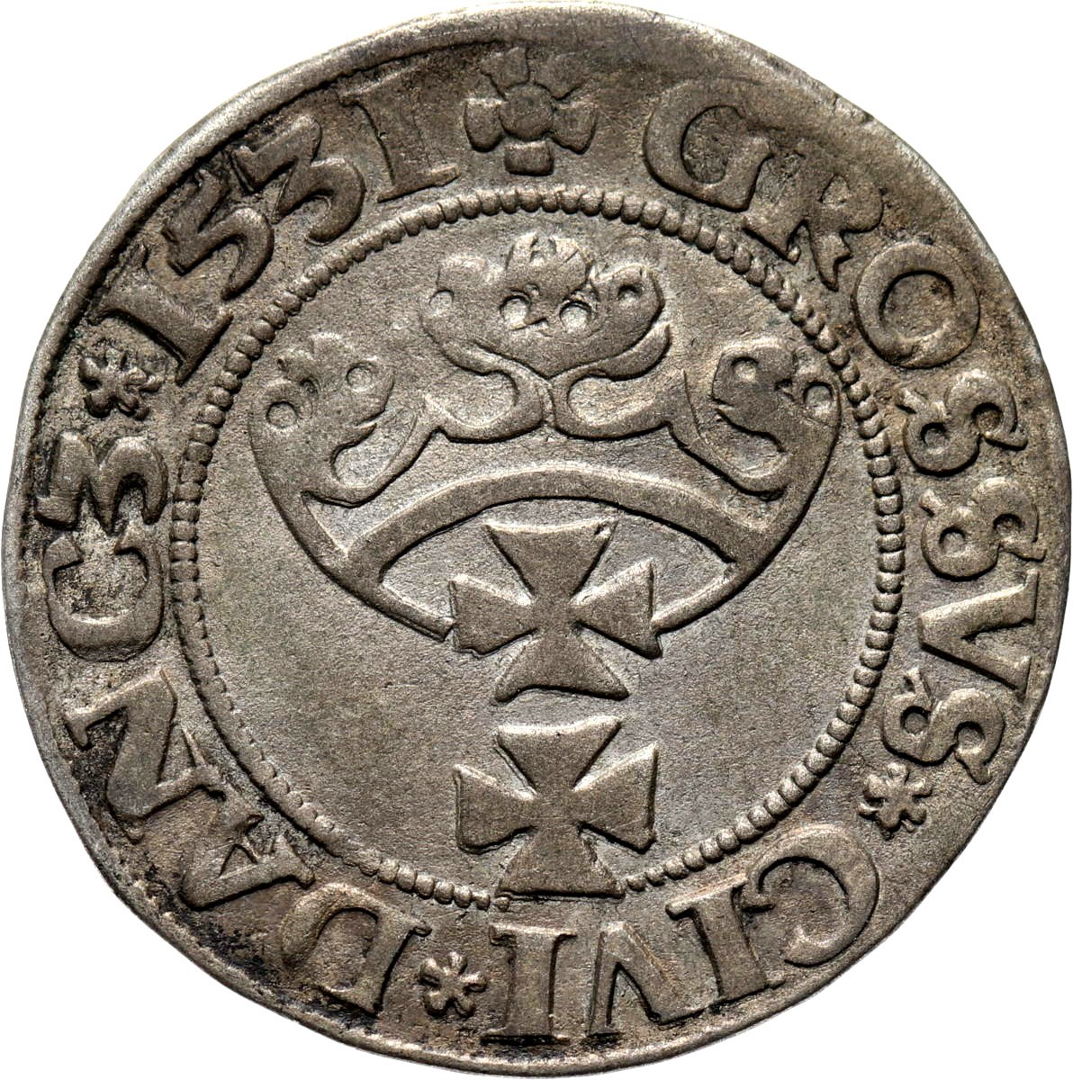 Zygmunt I Stary Grosz 1531 Gda sk Bardzo adny