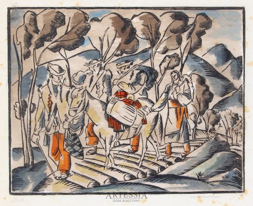 Huculi na drodze, ok. 1924, Wacław Wąsowicz