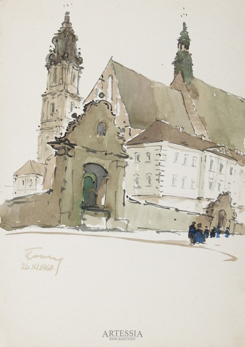 Widok kościoła barokowego, 1960, Tomasz Kornacki
