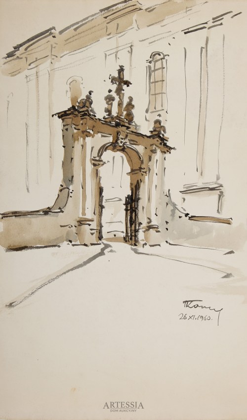 Brama barokowego kościoła, 1960, Tomasz Kornacki