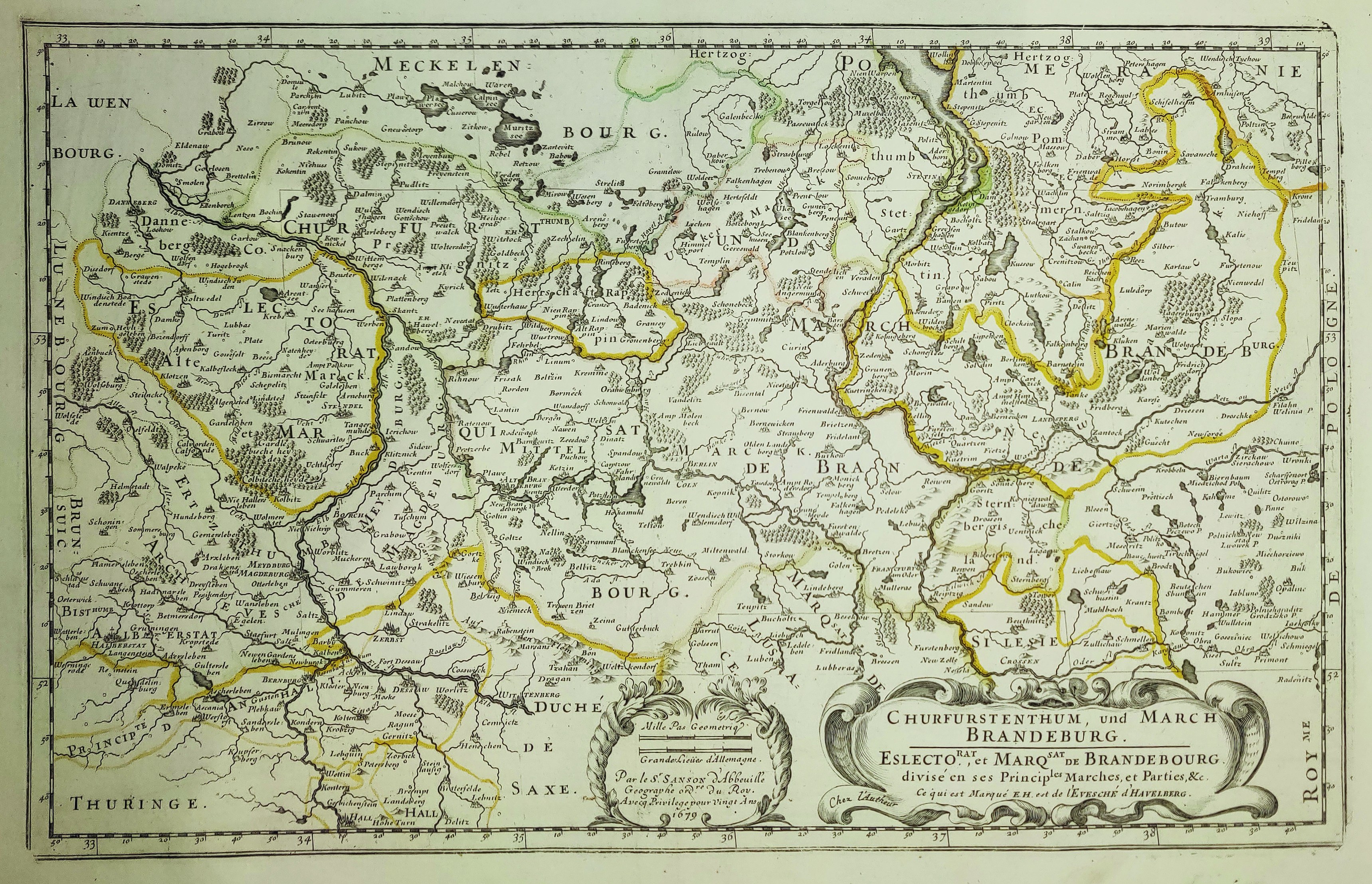 BRANDENBURGIA. Mapa Marchii Brandenburskiej Z Podziałem Na 3 Marchie