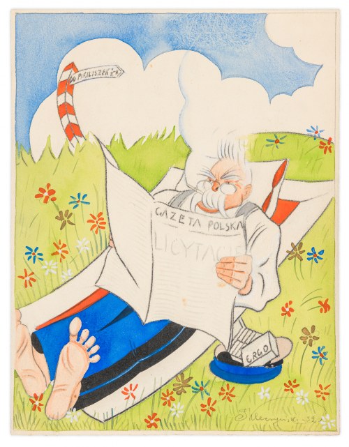 Józef Piłsudski czytający Gazetę Polską, 1932, Tadeusz Kleczyński