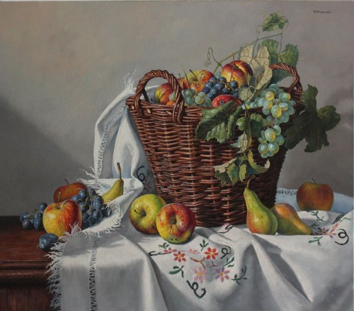 Martwa natura z koszem z owocami, Wojciech Piekarski
