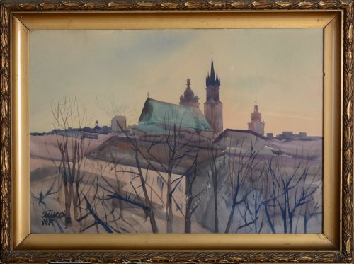 "Panorama Krakowa z Kościołem Mariackim", Franciszek Turek