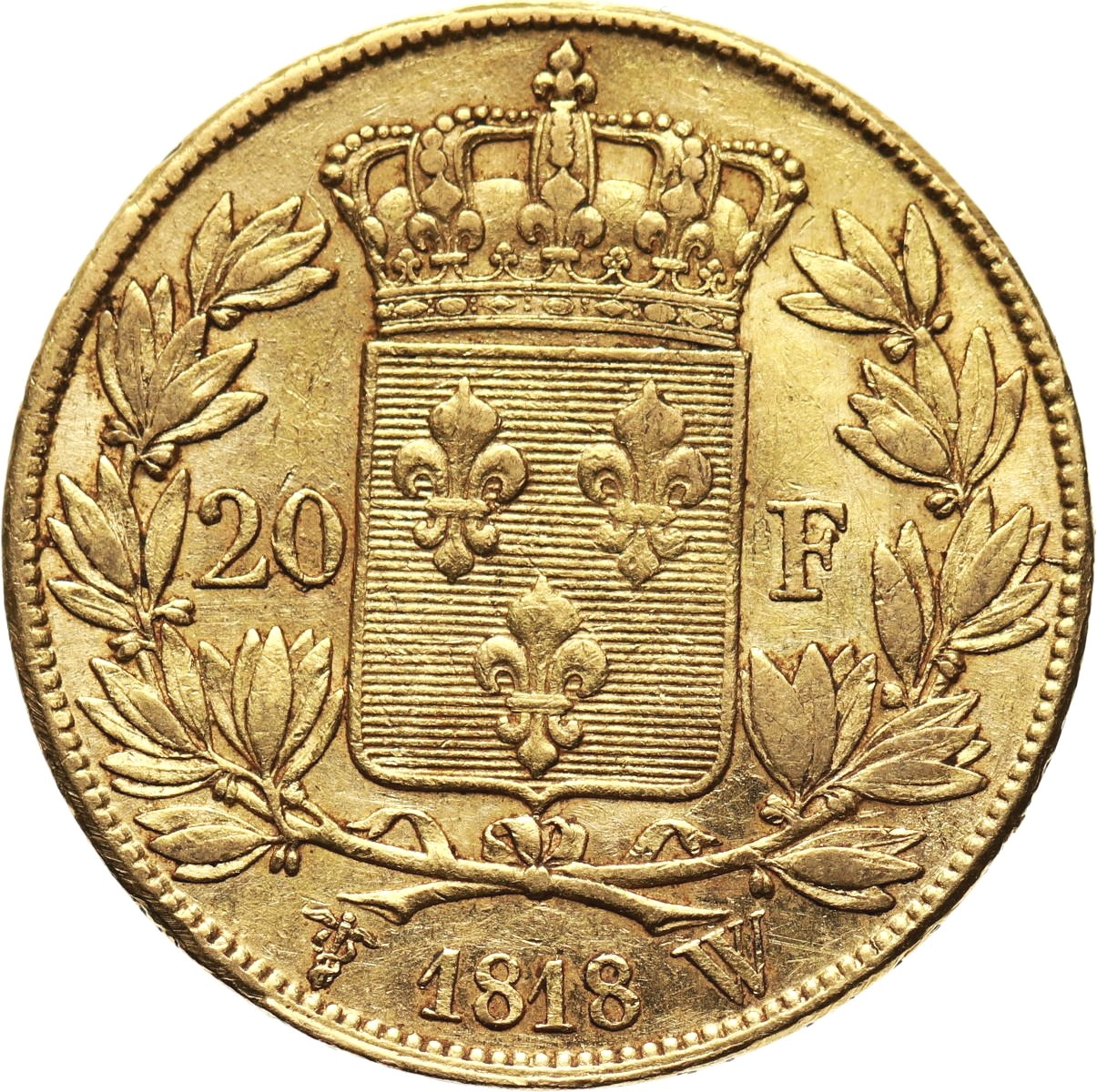 France, Louis XVIII, 20 Francs 1818 W, Lille