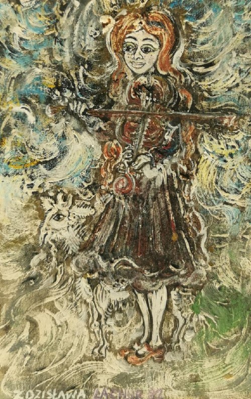 Małe skrzypaczki - para obrazów, 1982, Zdzisława Lachur