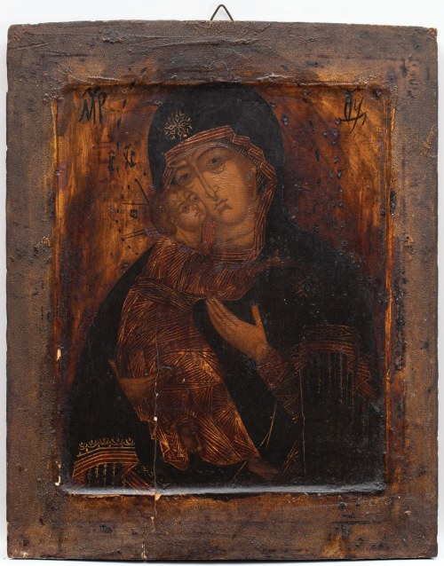 MATKA BOŻA WŁODZIMIERSKA, Rosja, XVIII w., Ikona