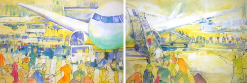 Fragment cyklu "Lotnisko" (dyptyk), 2019, Monika Ślósarczyk