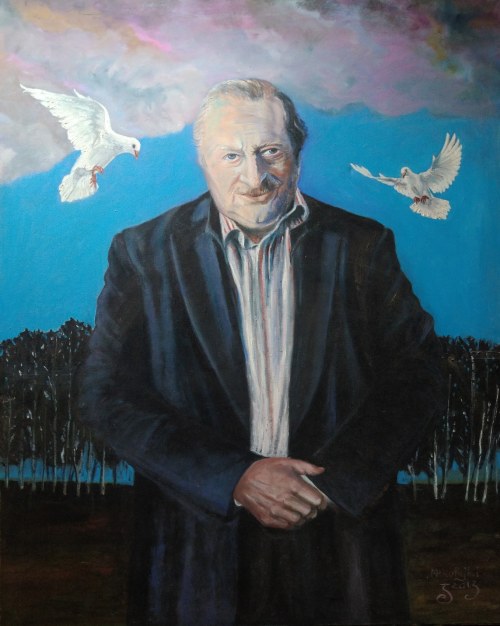 Karmiący gołębie, 2013, Joanna Dłużniewska
