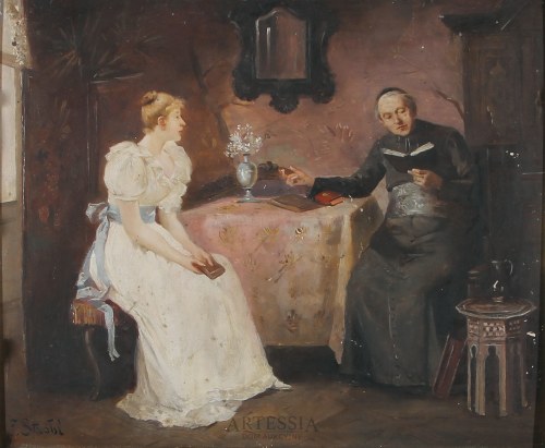 Un chapitre du catéchisme (Rozdział katechizmu), 2 poł. XIX w., Malarz Nierozpoznany