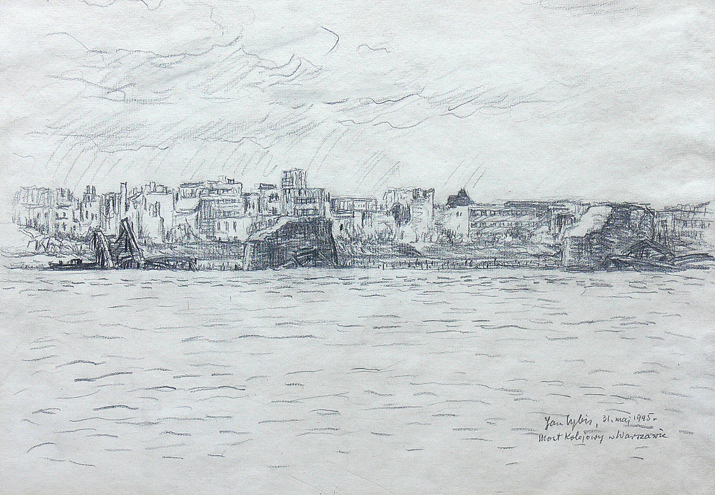 Jan Cybis (1897 Wróblin - 1972 Warszawa), Most kolejowy w Warszawie ...