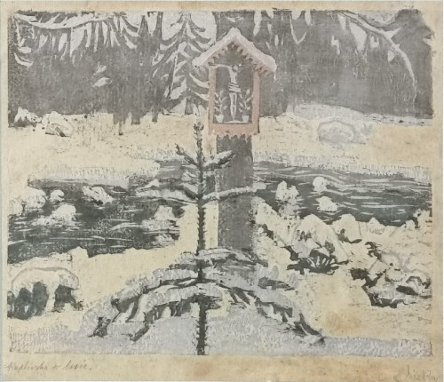 Kapliczka w lesie, ok. 1910-1920, Ludwik Misky