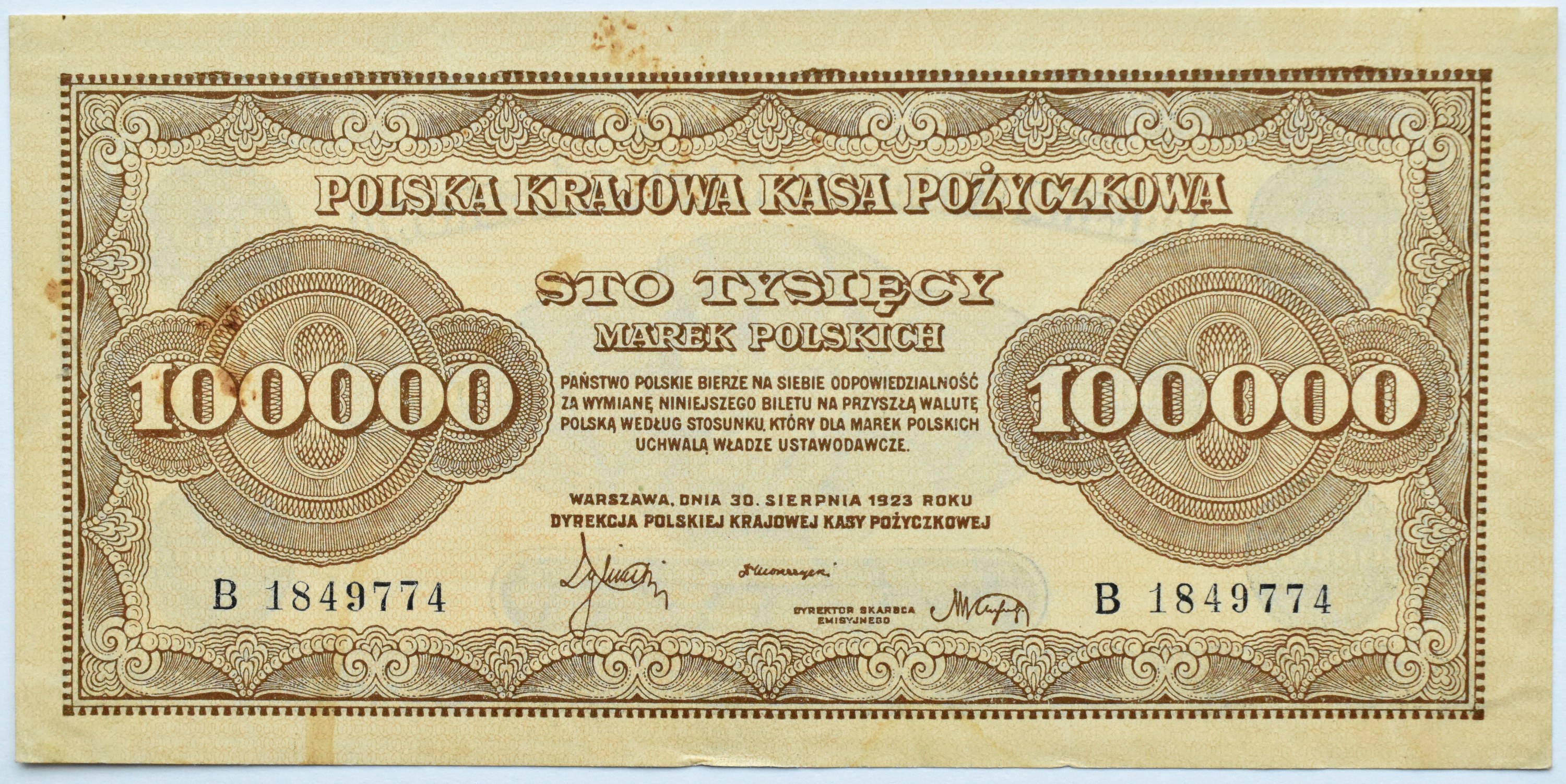 Polska, II RP, 100 000 Marek 1923, Seria B, Piękne - Aukcja Internetowa ...