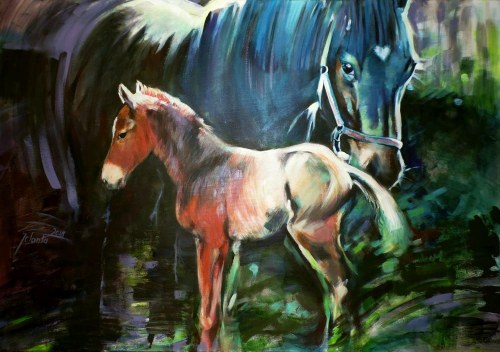 Klacz i źrebię, 2018, Jolanta Kalopsidiotis