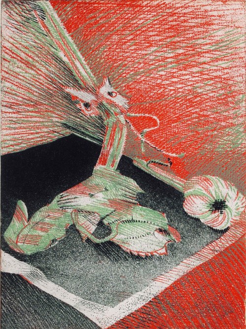 Black, red, 1985, Bożena Korska