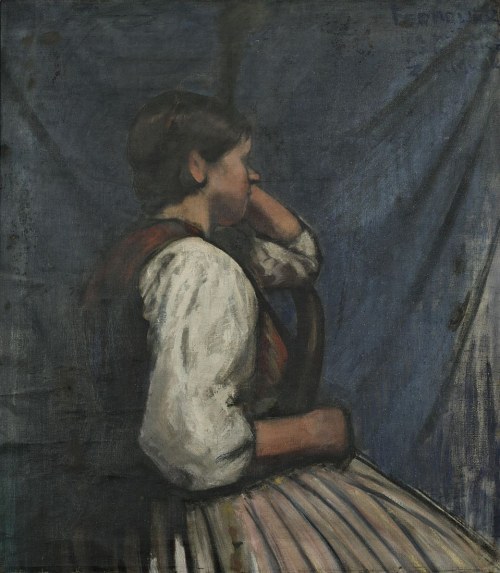 "Portret kobiety na krześle, Portret Ludwiki Mehofferowej (obraz dwustronny)”, Jerzy Fedkowicz