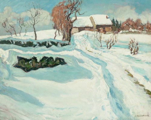 Pejzaż zimowy., Alfred Swieykowski